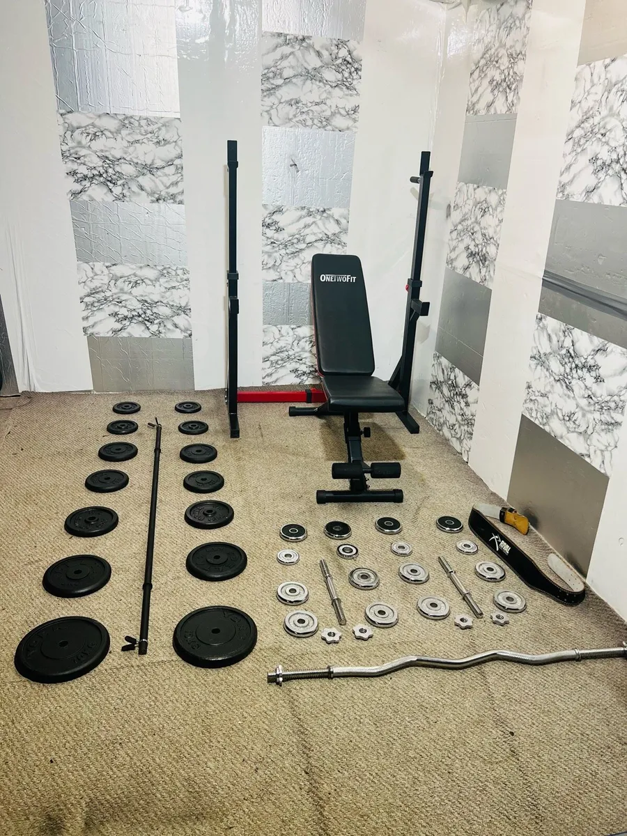 Best workout set 100KG weight bar rack bench dumls - Image 1