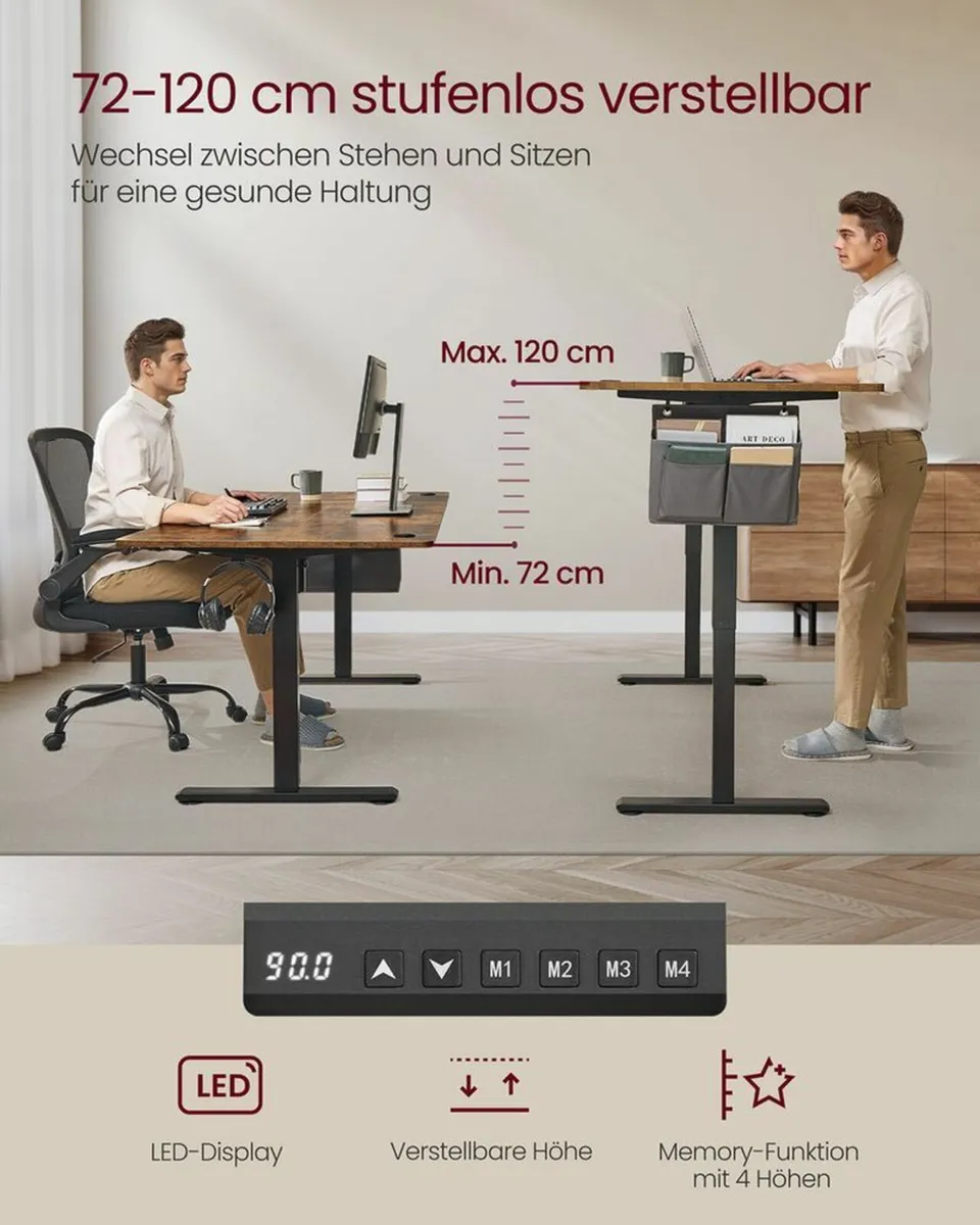 Electric Height Adjustable Desk 180 x 80 cm XL Vin - Image 3