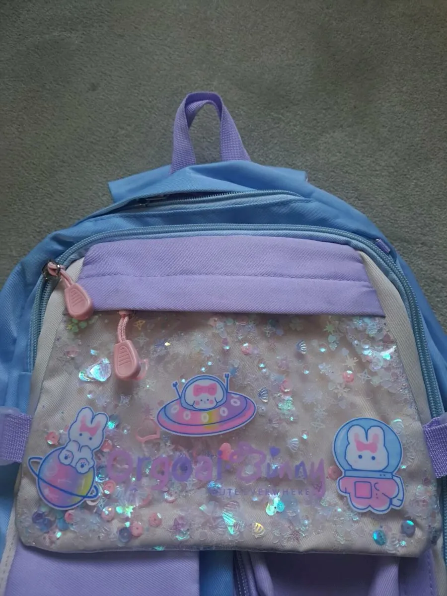 Kawaii Girls Glitter Baby blue School bag - Image 2