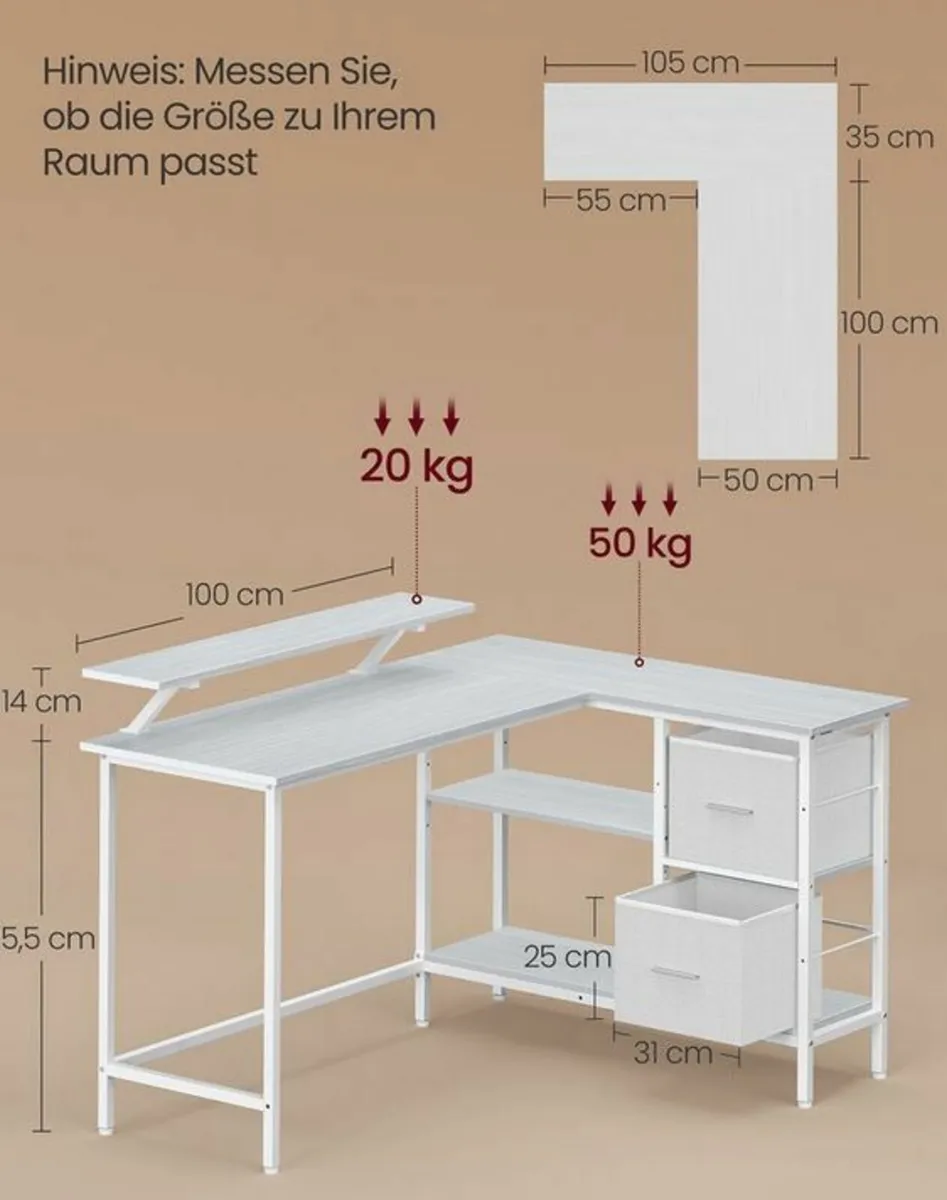 New Office Desk With Monitor Stand - FREE P&P - Image 3