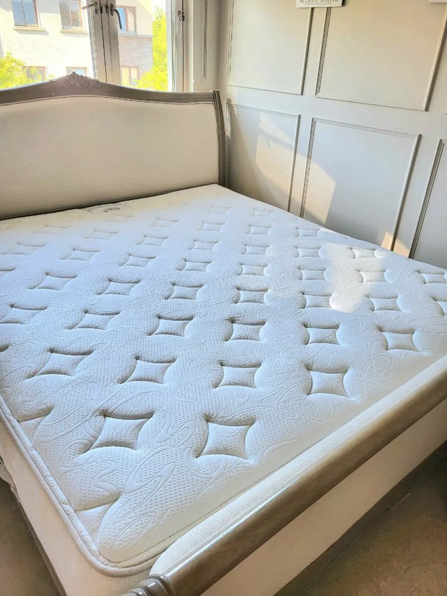 OAK FRAME UPHOLSTERED SUPER KING BED FRAME - Image 1