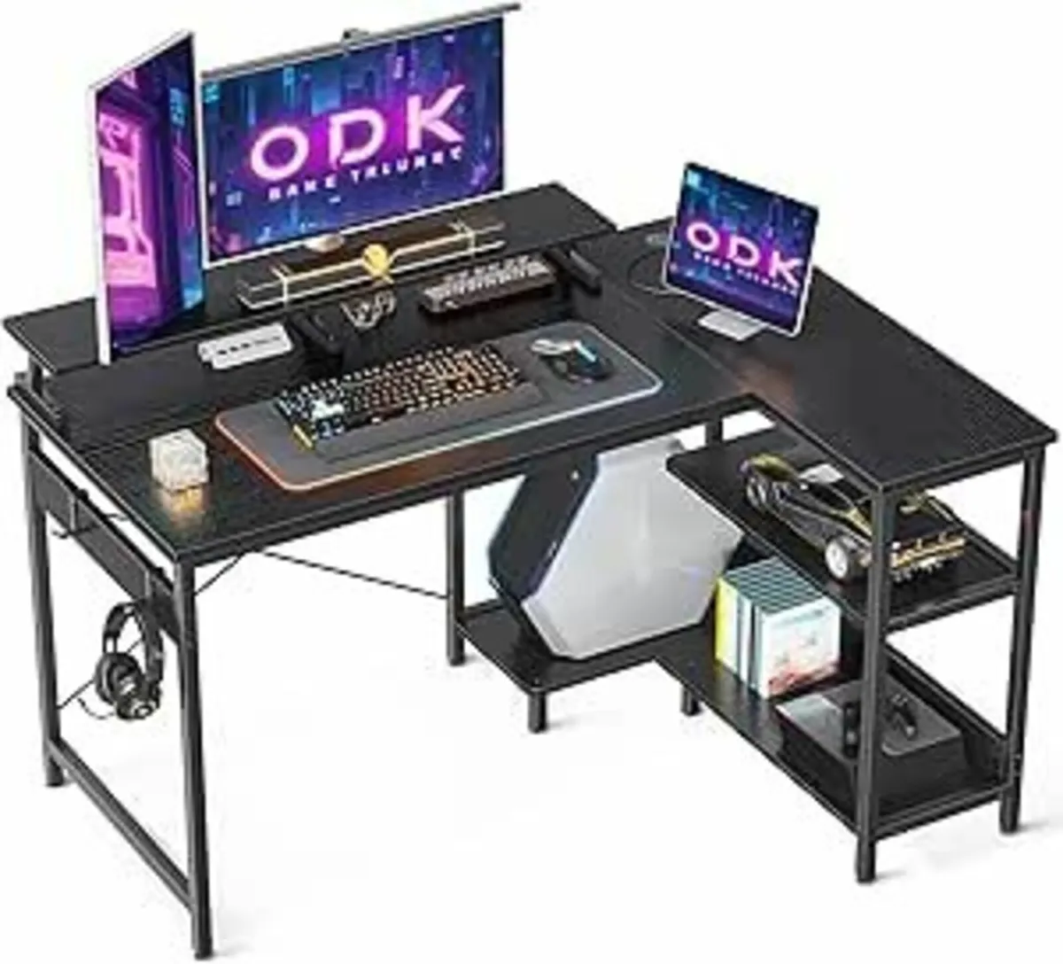 Corner Office Desk 120x50cm Gaming Storage Shelve - Image 2