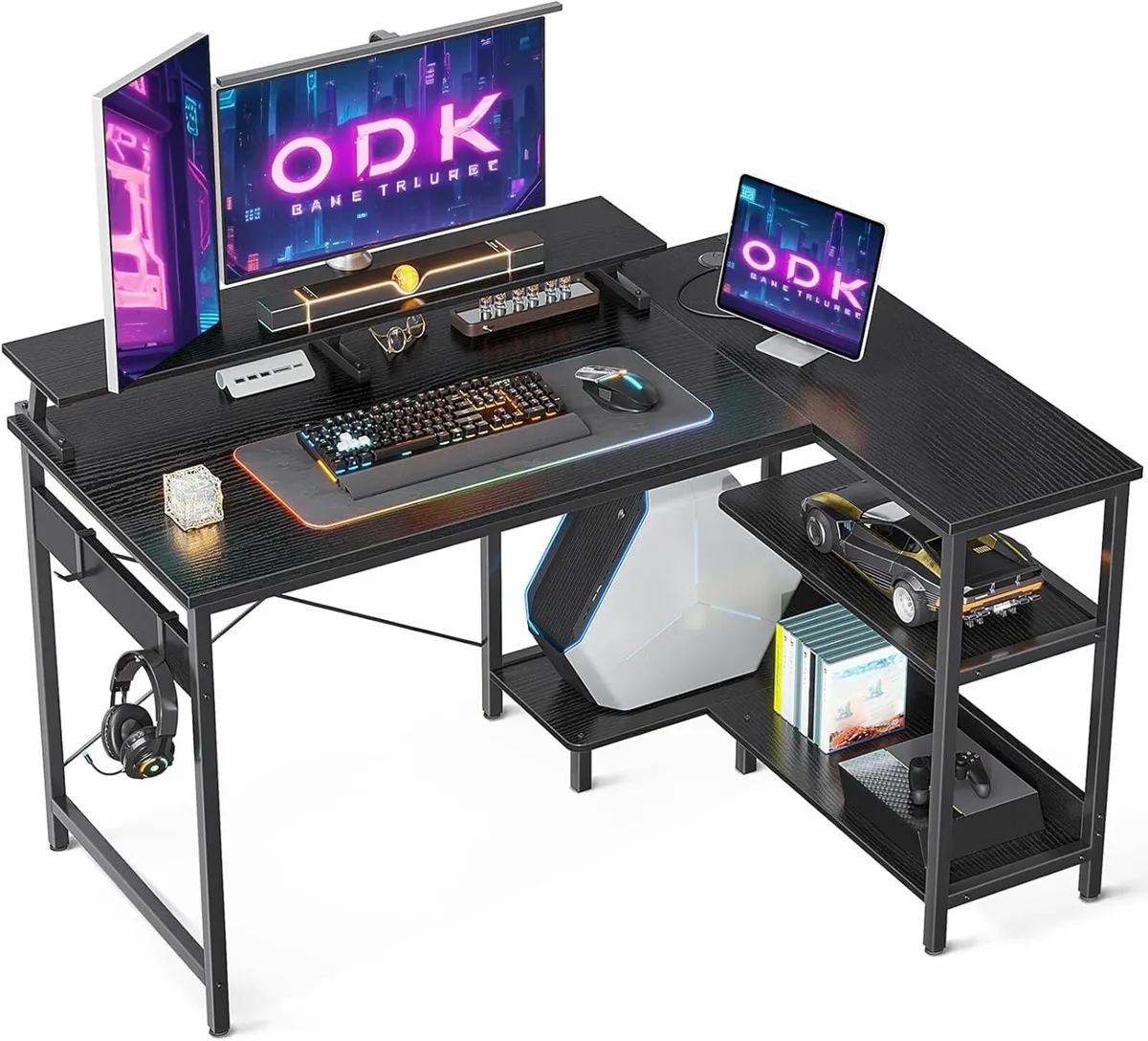 Corner Office Desk 120x50cm Gaming Storage Shelve - Image 1