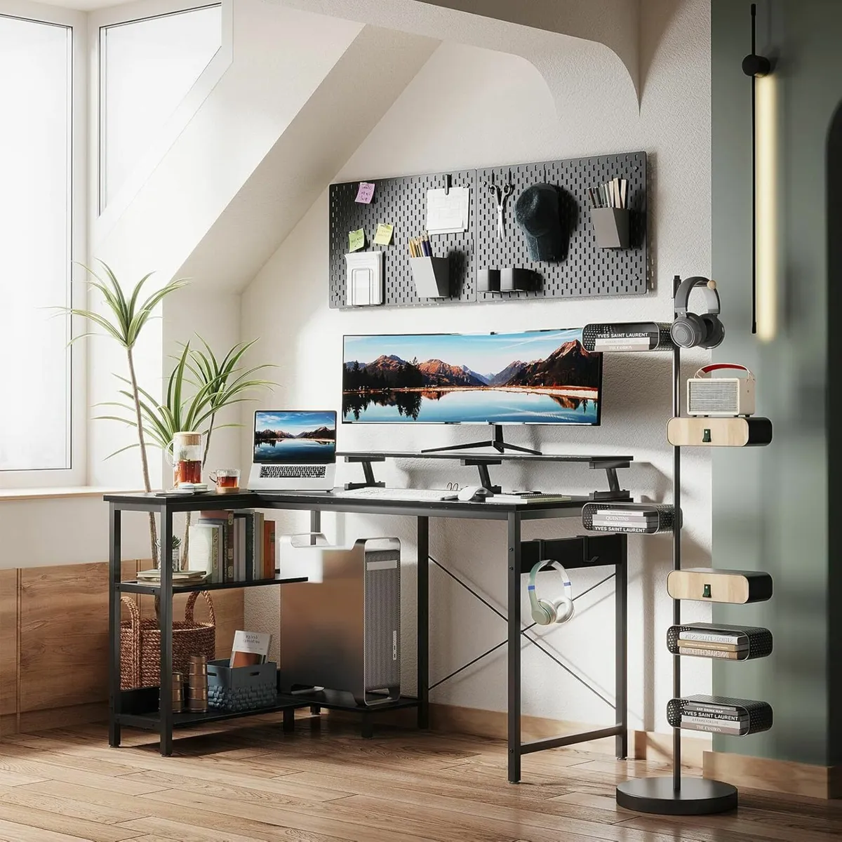 Corner Office Desk 120x50cm Gaming Storage Shelve - Image 4