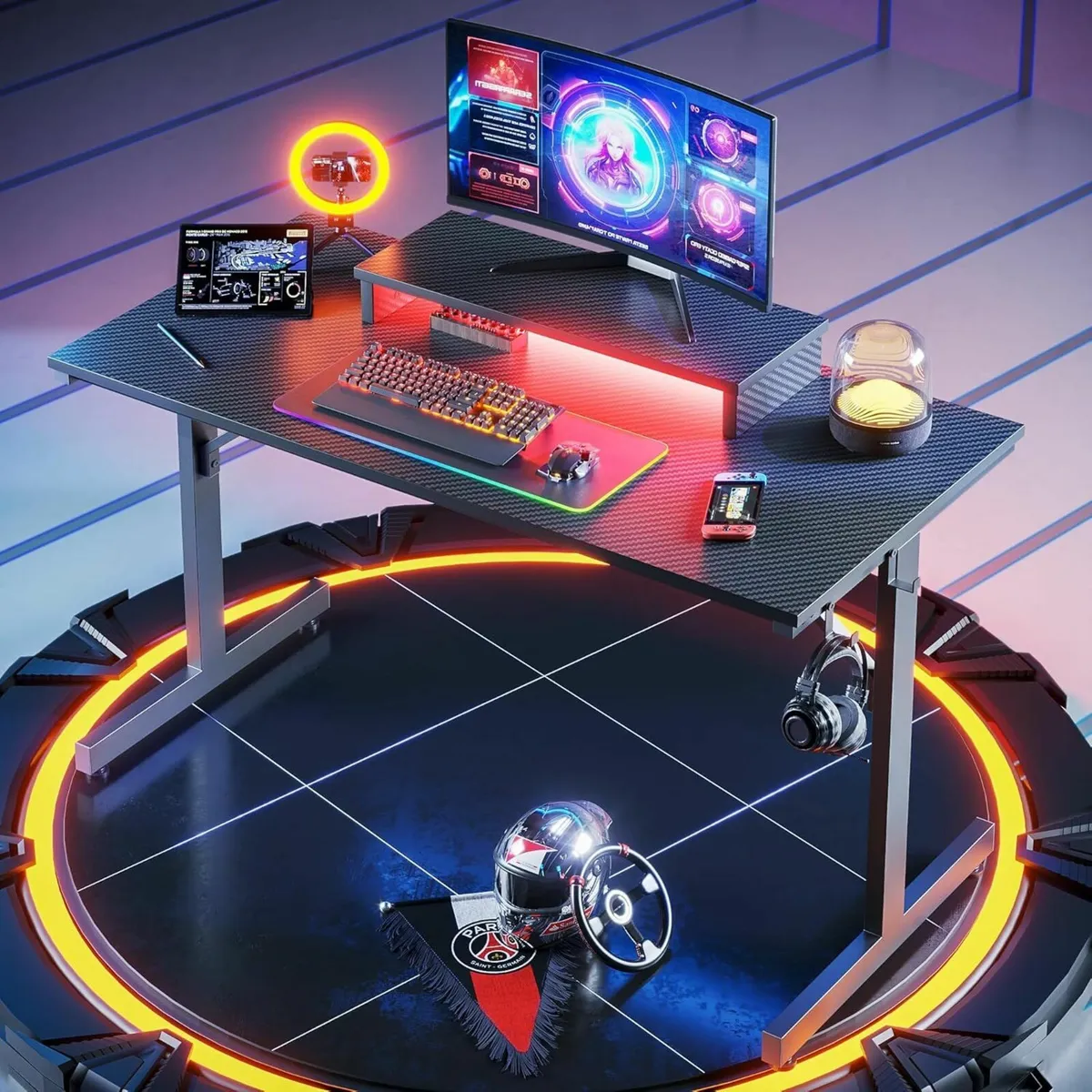 Gaming Desk 106.6cm LED Computer Office Desk black - Image 2
