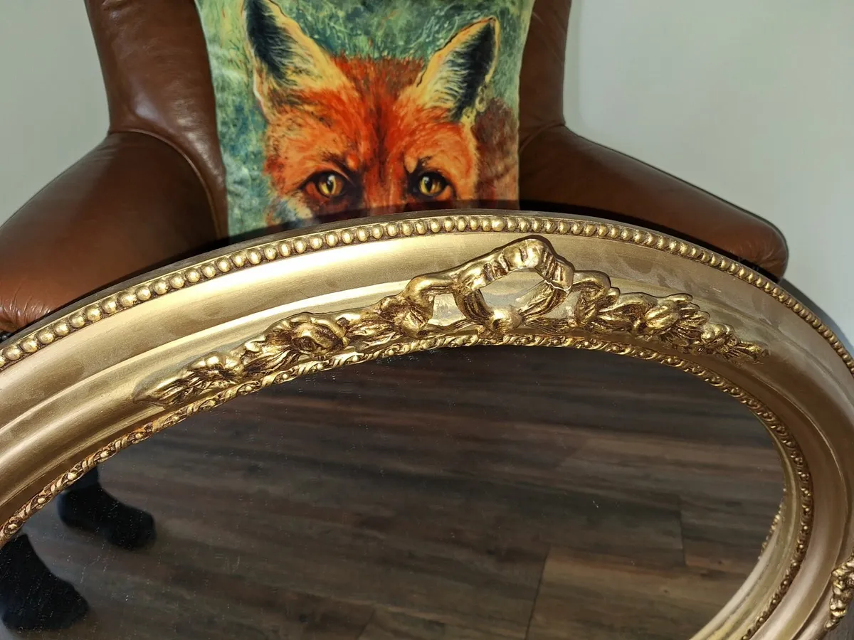 Beautiful antique oval gold gilted mirror - Image 2