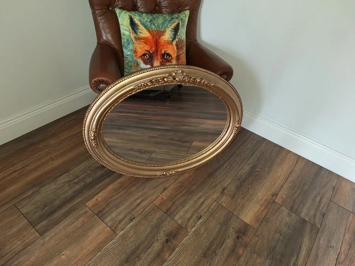 Beautiful antique oval gold gilted mirror - Image 3