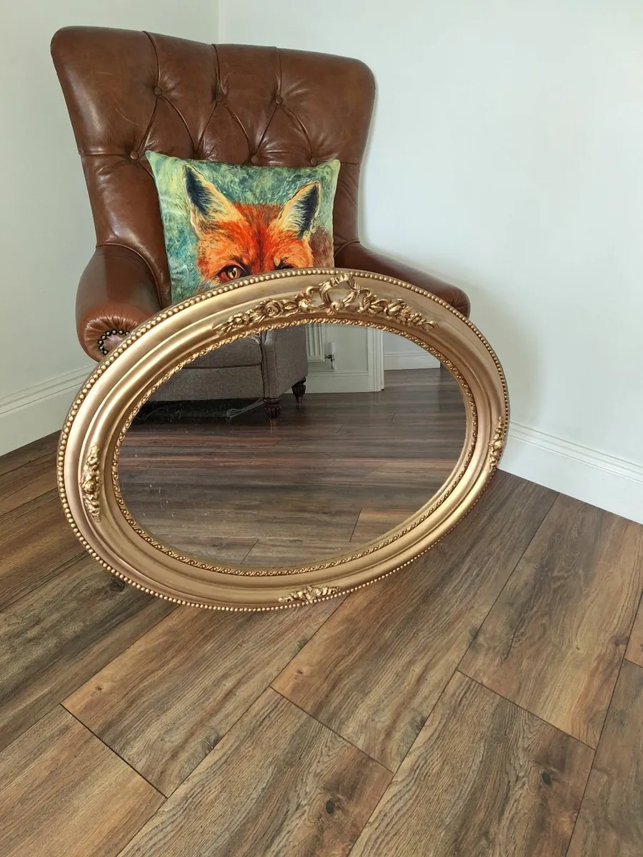 Beautiful antique oval gold gilted mirror - Image 4