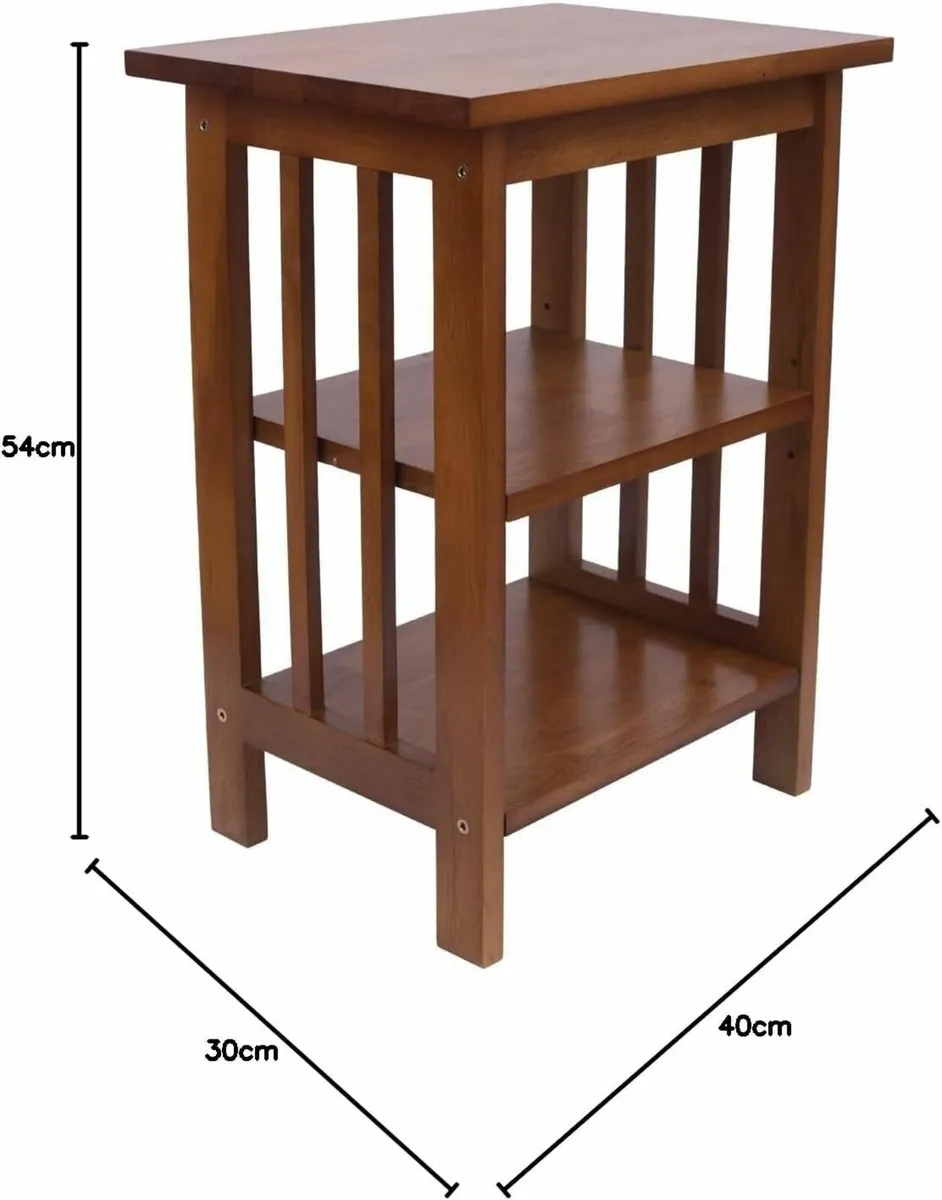 Side Table 2 Storage Shelves Night Table - Image 4