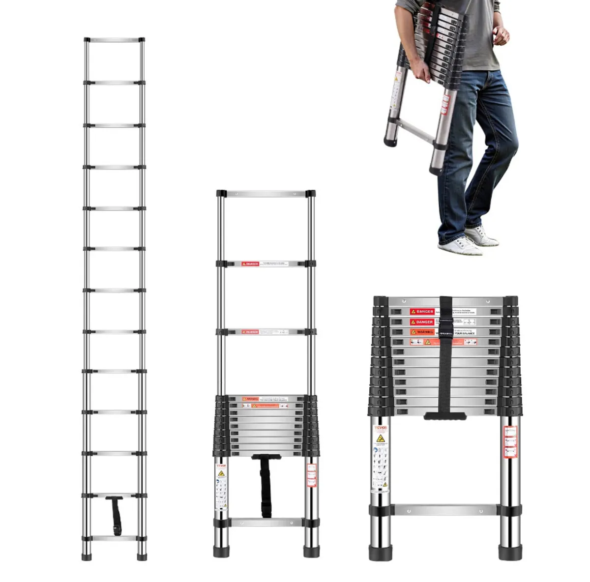 NEW 3.75 Metre Telescopic Ladder 12.25ft Ladders - Image 1