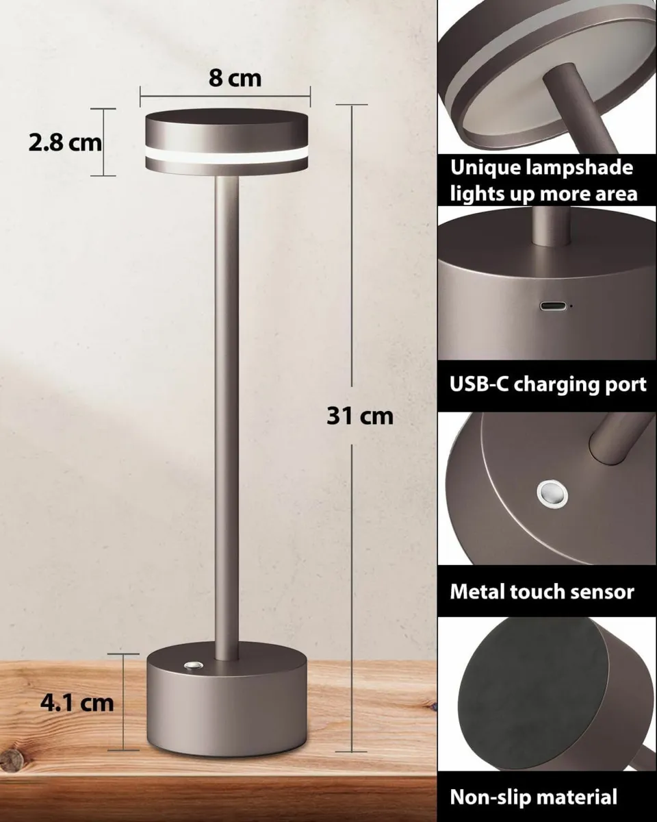 2 Pack LED Table Lamp Dining Table (Brown) - Image 2