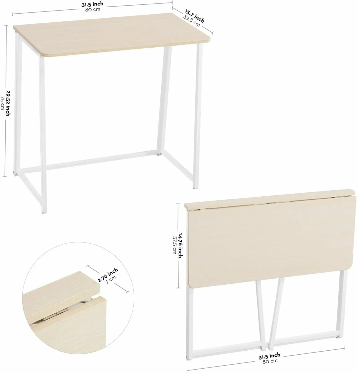 Foldable Desk 80cm Computer Table Home Office - Image 4