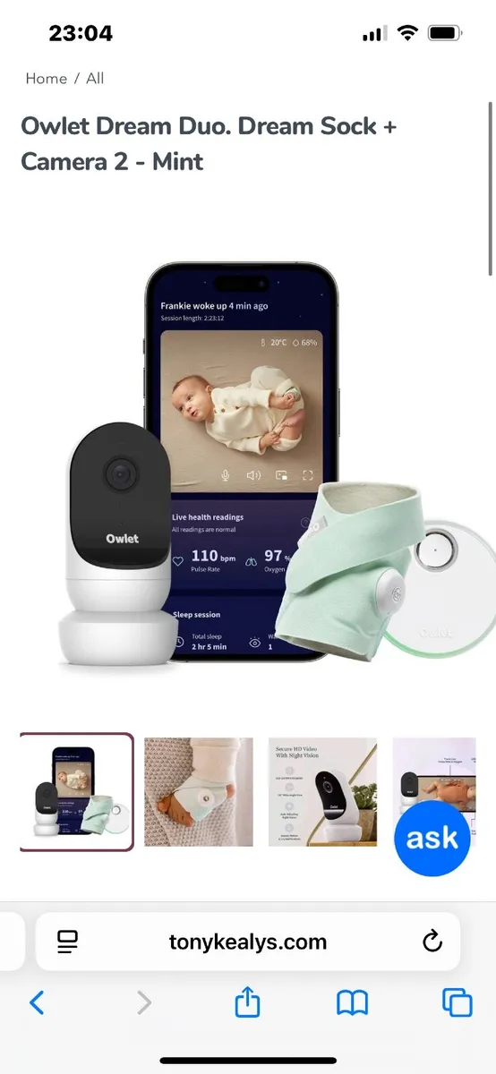 Place Ad Owlet Dream Duo. Dream Sock + Camera 2 - - Image 1
