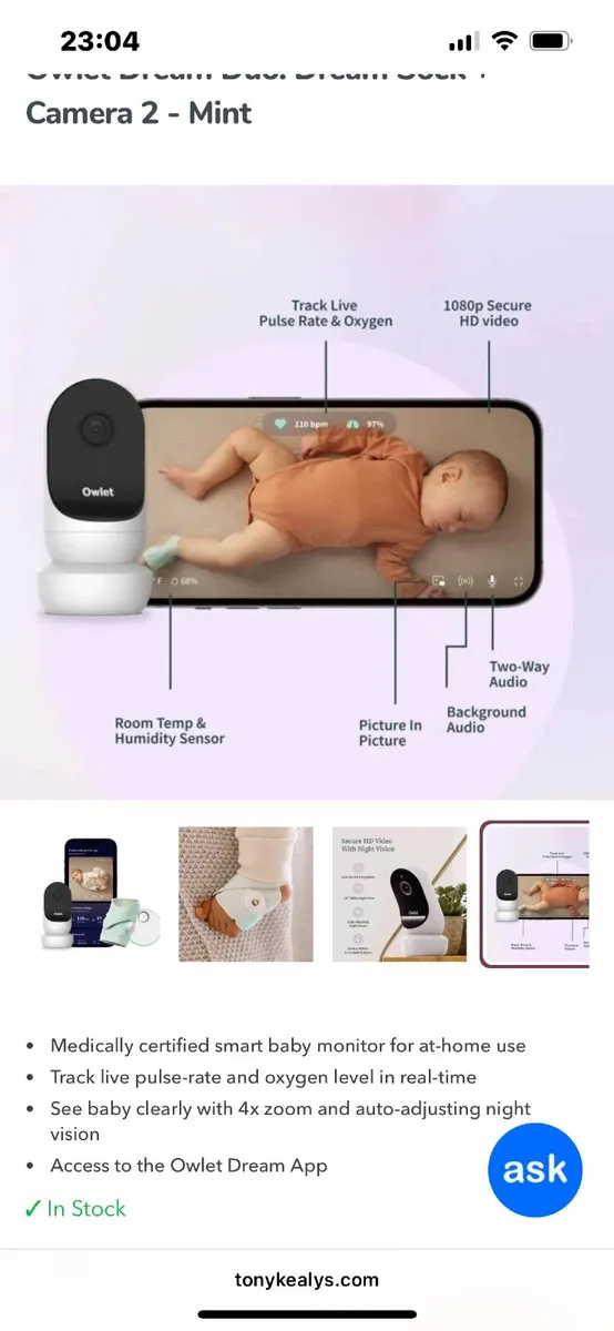 Place Ad Owlet Dream Duo. Dream Sock + Camera 2 - - Image 3