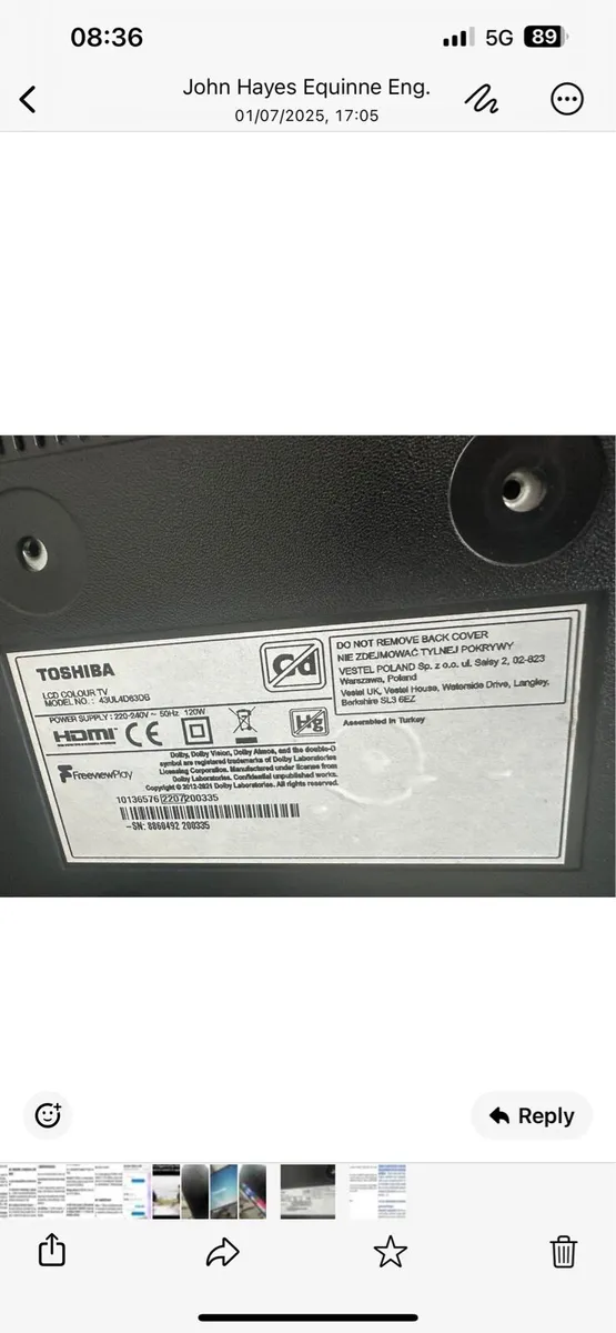 43” Toshiba smart tv - Image 3