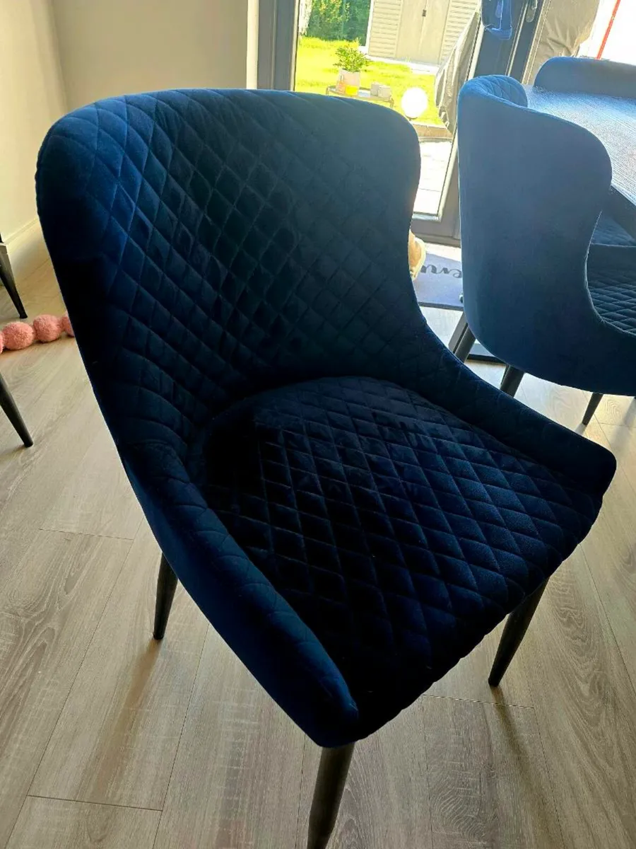 Ezliving 6 Ottowa Blue velvet dining chairs - Image 4