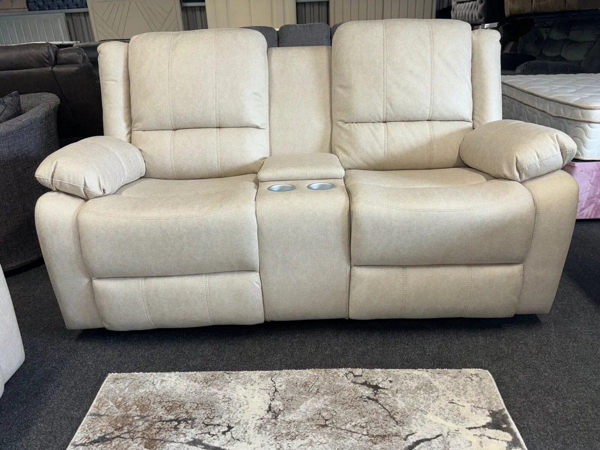 New 3+1+1 Cream Recliner Sofas - Image 3