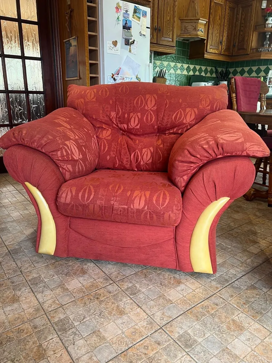 3 Seater Sofa, 2 Armchairs & Ottoman Set - Image 1