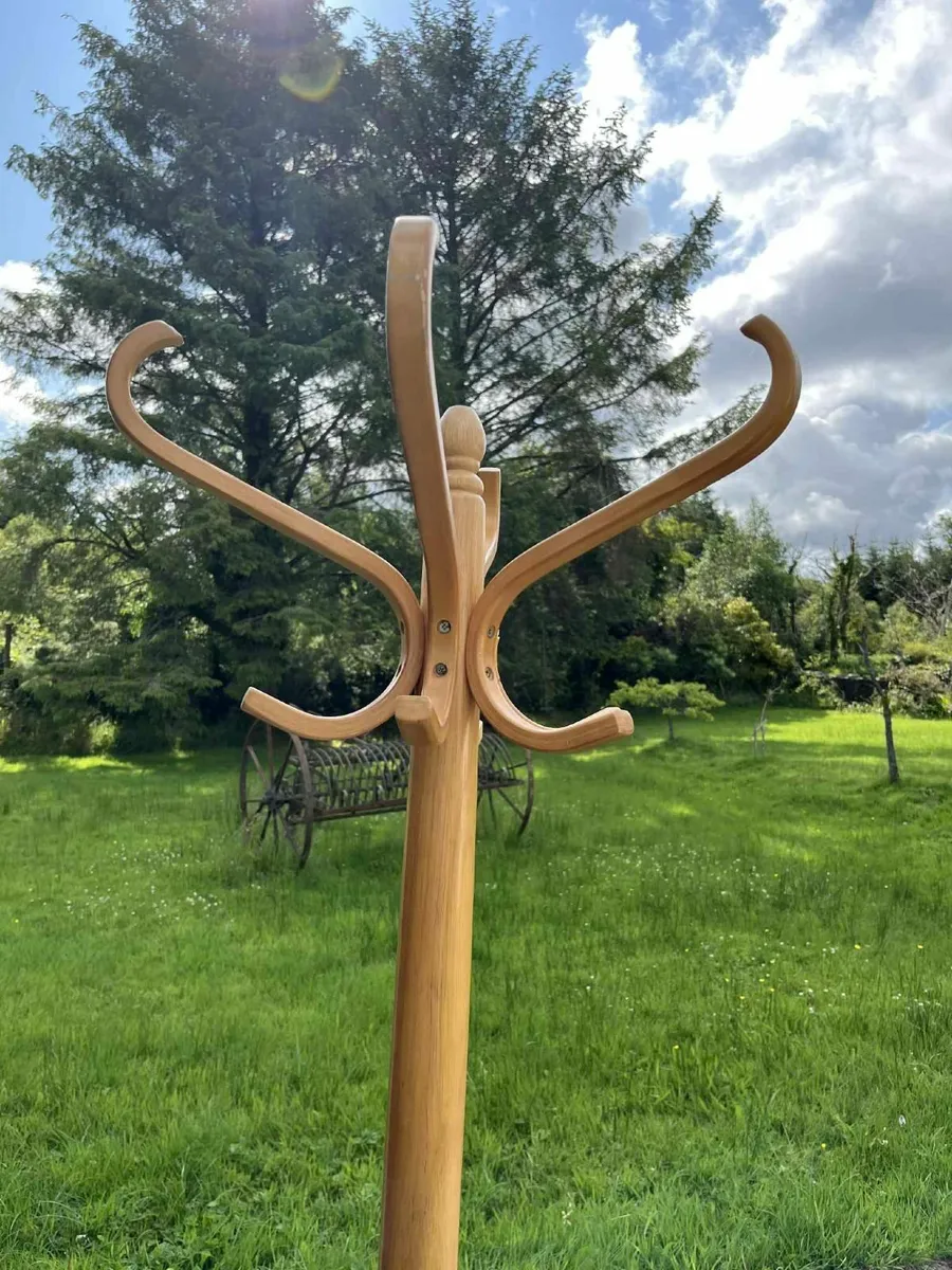 Solid wood pine coat hanger and umbrella holder - Image 2