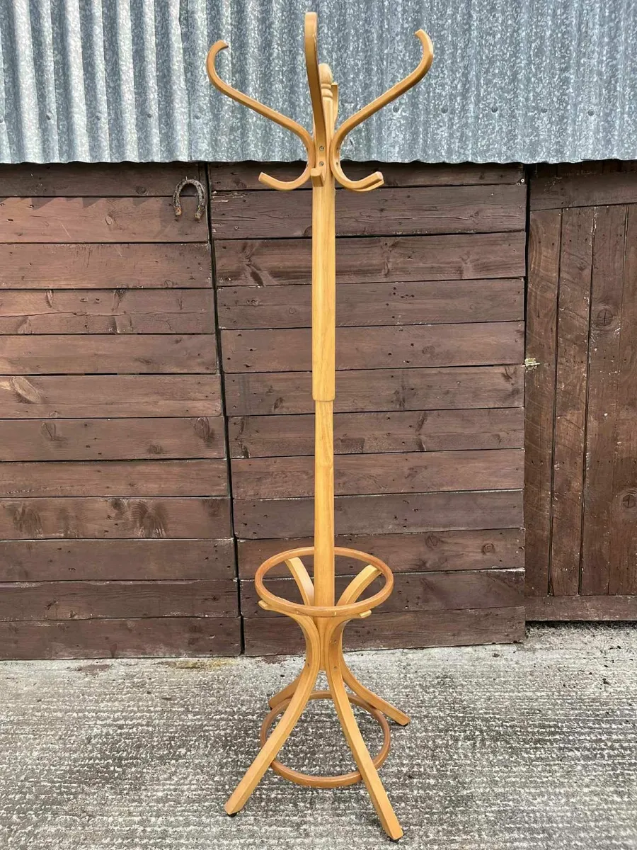 Solid wood pine coat hanger and umbrella holder - Image 1