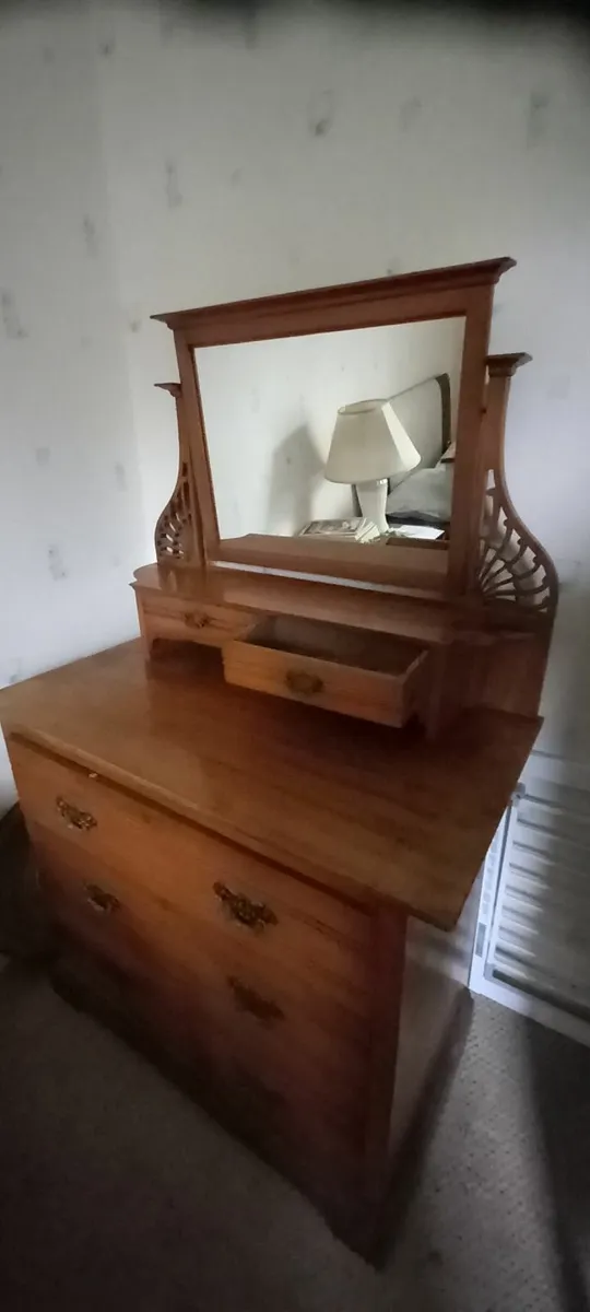 Solid Wood Vintage Dresser with Mirror - Image 4