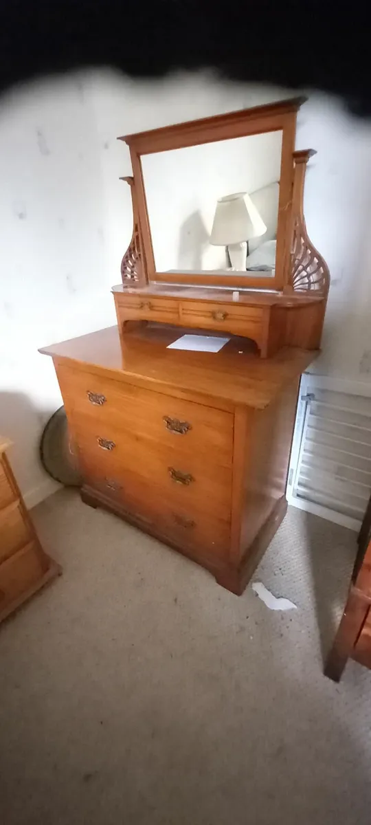 Solid Wood Vintage Dresser with Mirror - Image 1