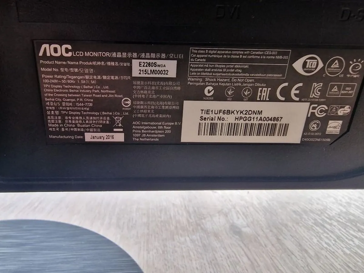 Computer Desktop Monitors - 22" 32" inch LCD LED VGA HDMI DVI Screen - ASUS AOC - Image 4