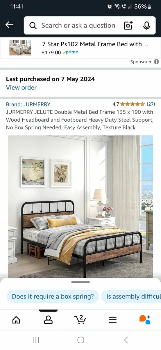Double bed modern rustic style 4f 6" - Image 1