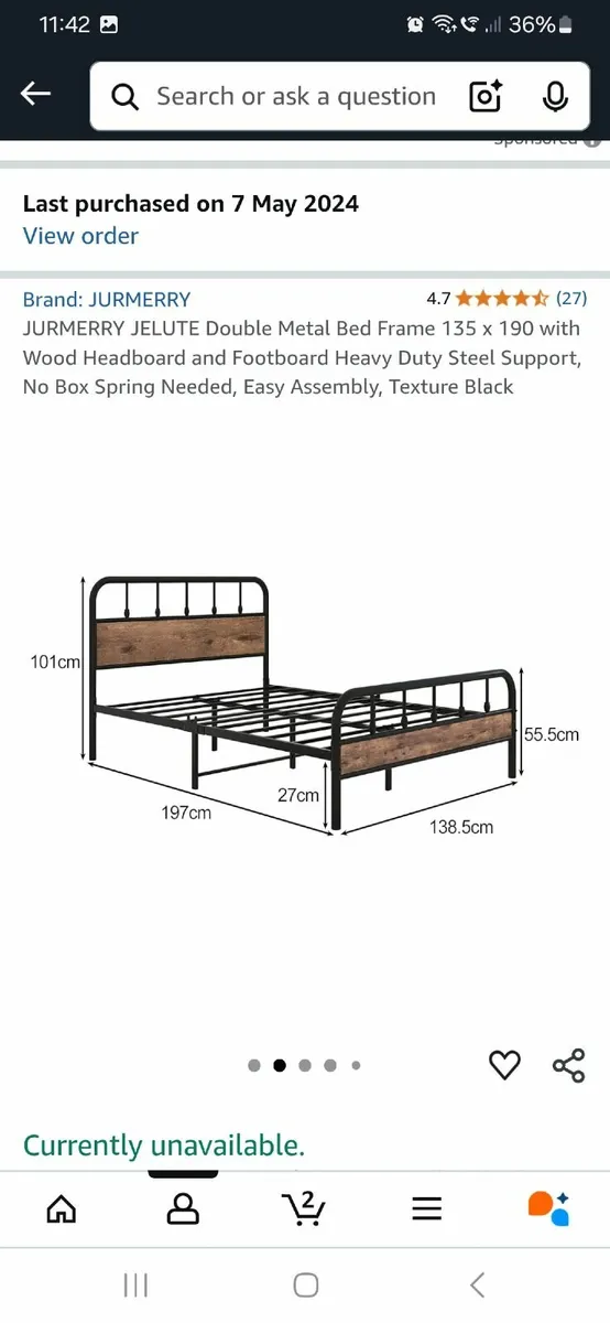 Double bed modern rustic style 4f 6" - Image 3