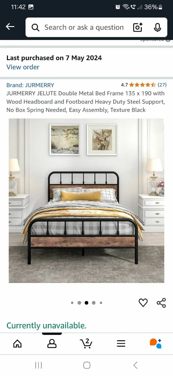 Double bed modern rustic style 4f 6" - Image 4