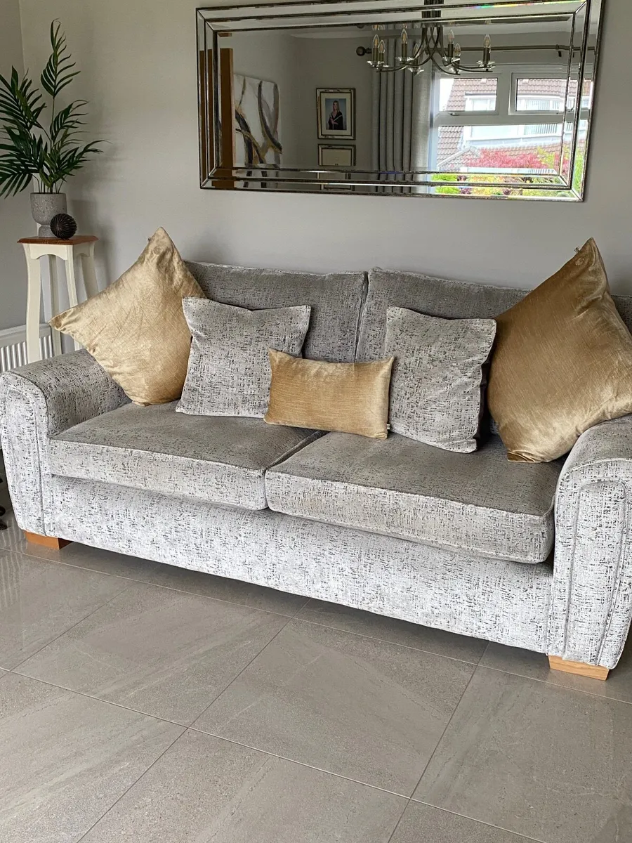 Sofa / snuggler chair and footstool - Image 3