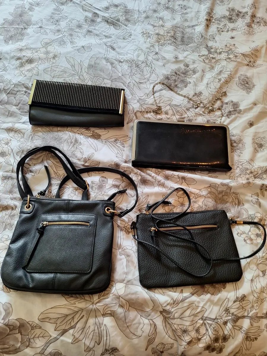 4 x black handbags