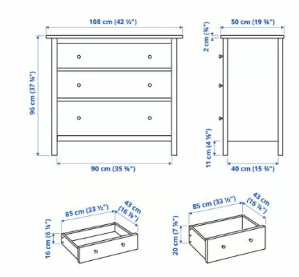 Hemnes chest of 3 Drawers IKEA - Image 2