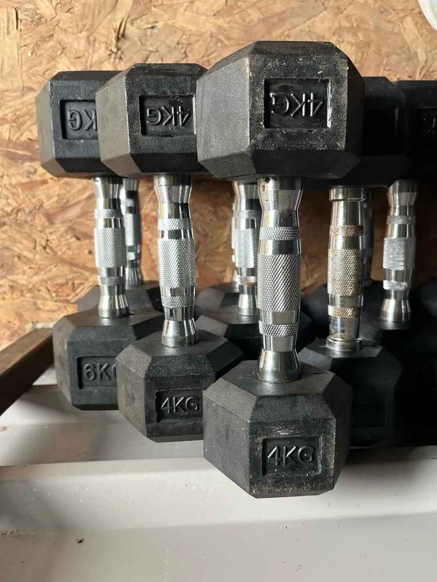94kg rubber hex dumbbells (last set) - Image 3