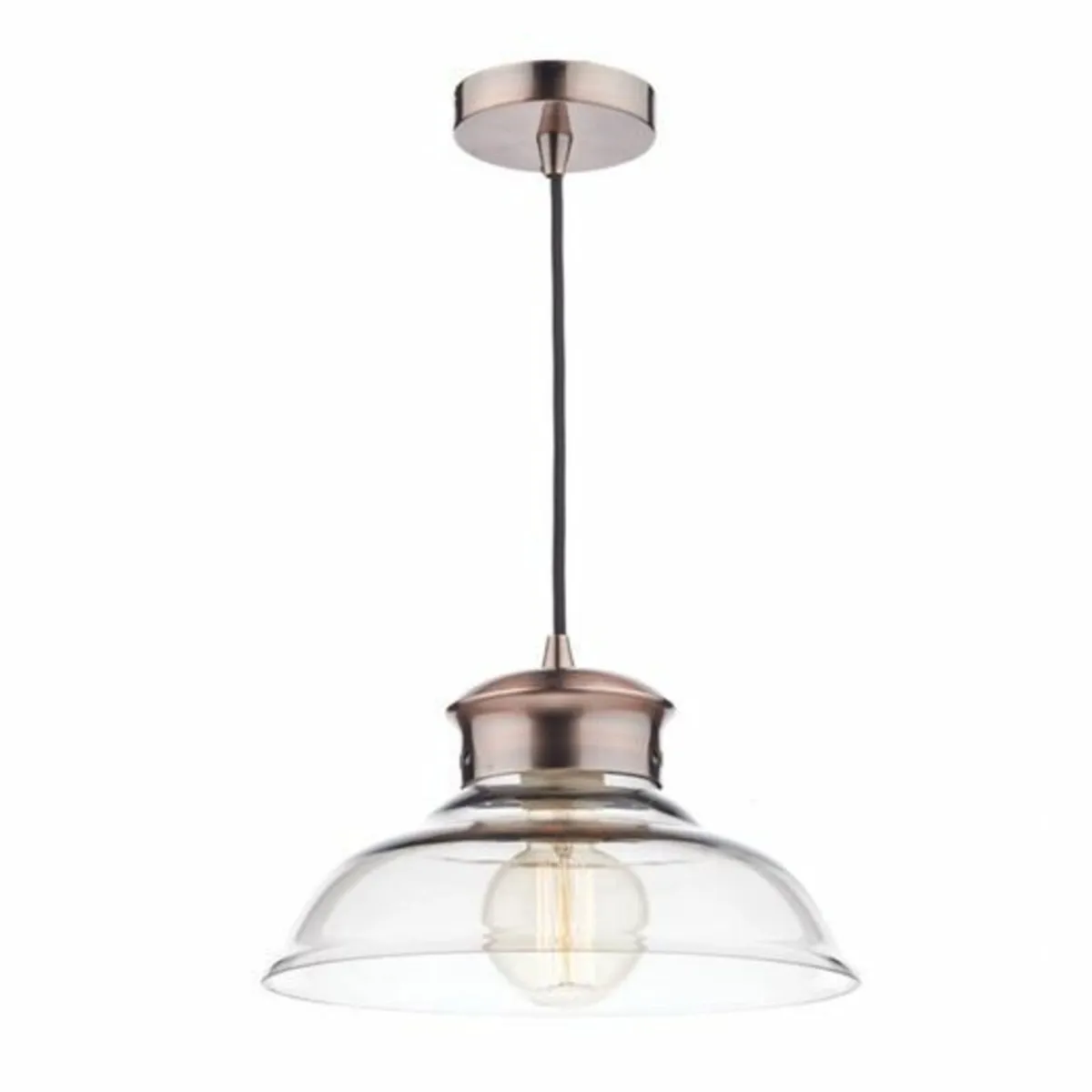 Light Pendant Copper Finish and Glass Ceiling Ligh