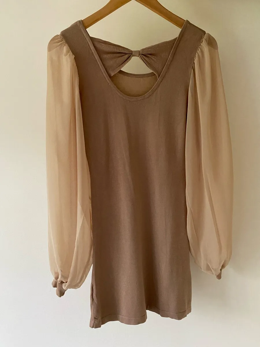 Women’s Soft Viscose Cream Caramel Dress - Image 4