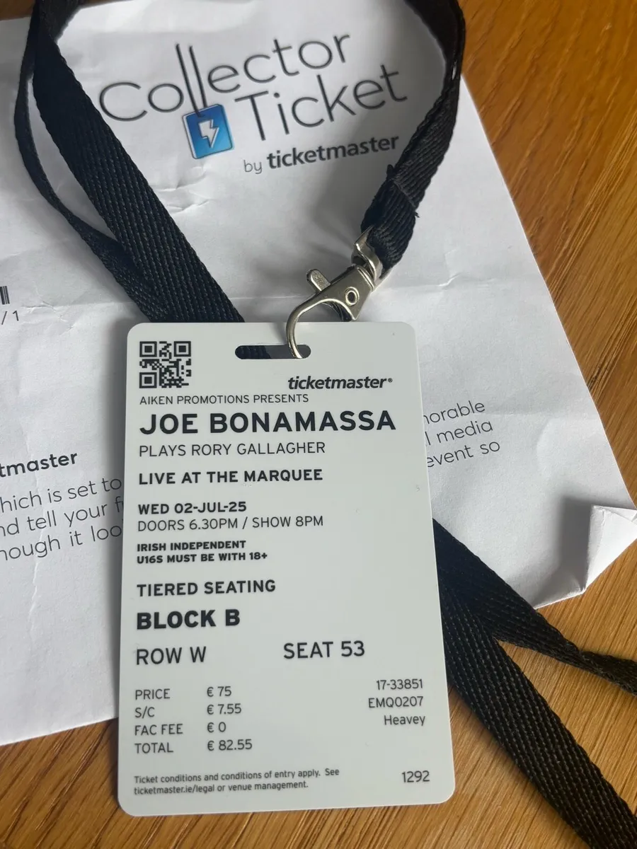 Joe Bonamassa Cork Wed 2nd July - Seat ticket - Image 2