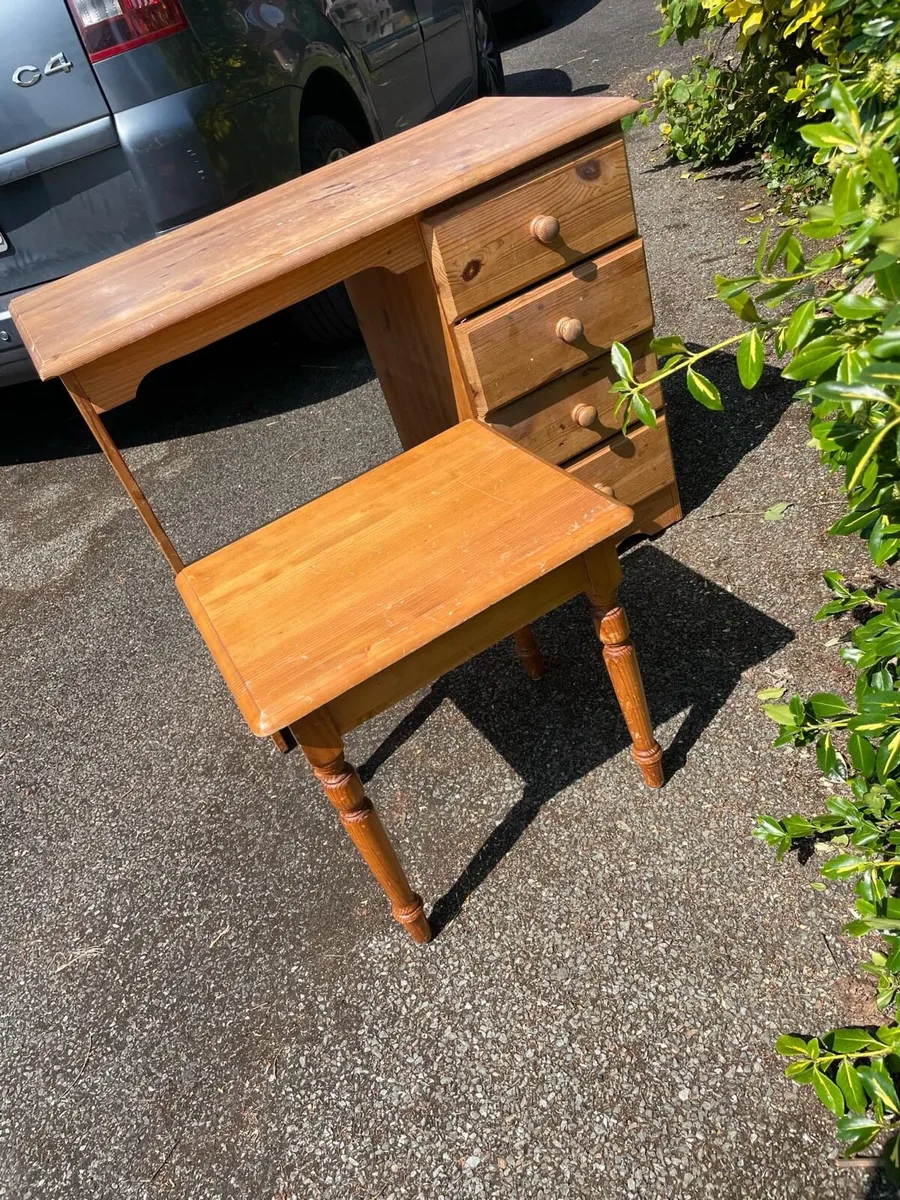 Pine table and chair / desk
