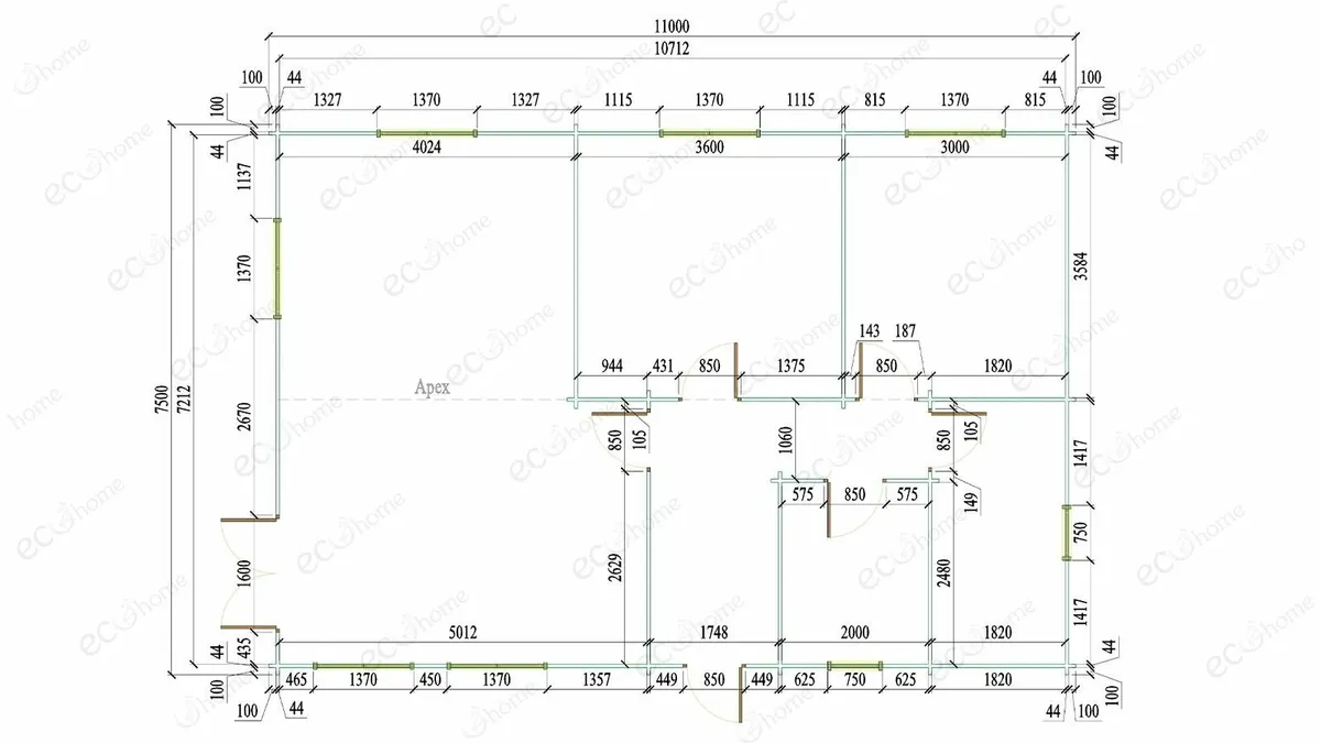 Ecohome Log Cabins 2 Bed James 11m x 7.5m Modular - Image 3