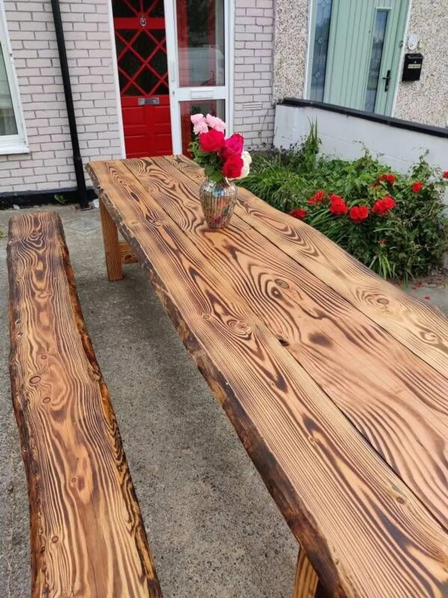 garden table and benches - Image 1