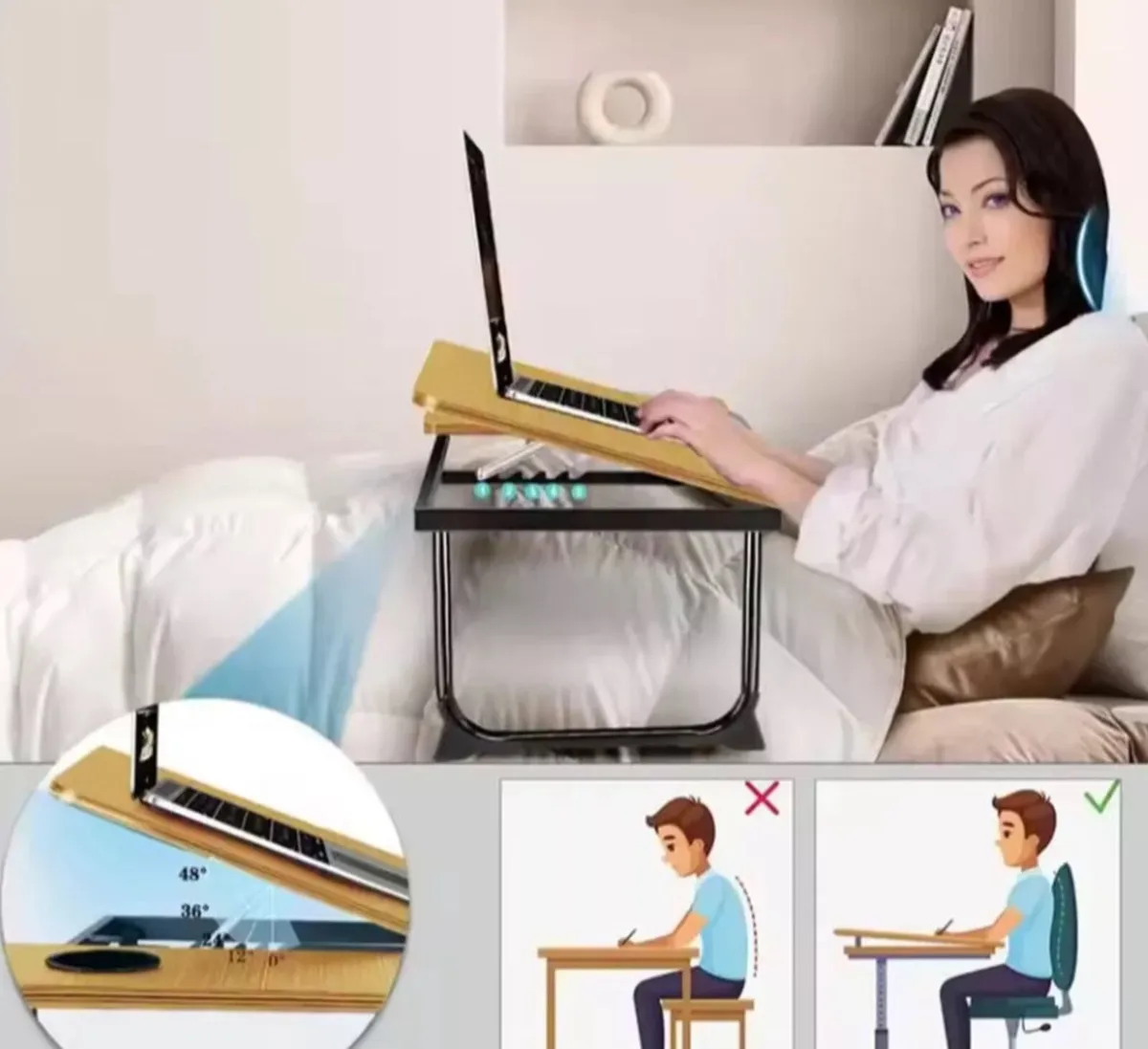 Folding Laptop Table Portable Desk Sofa Bed Stand - Image 2