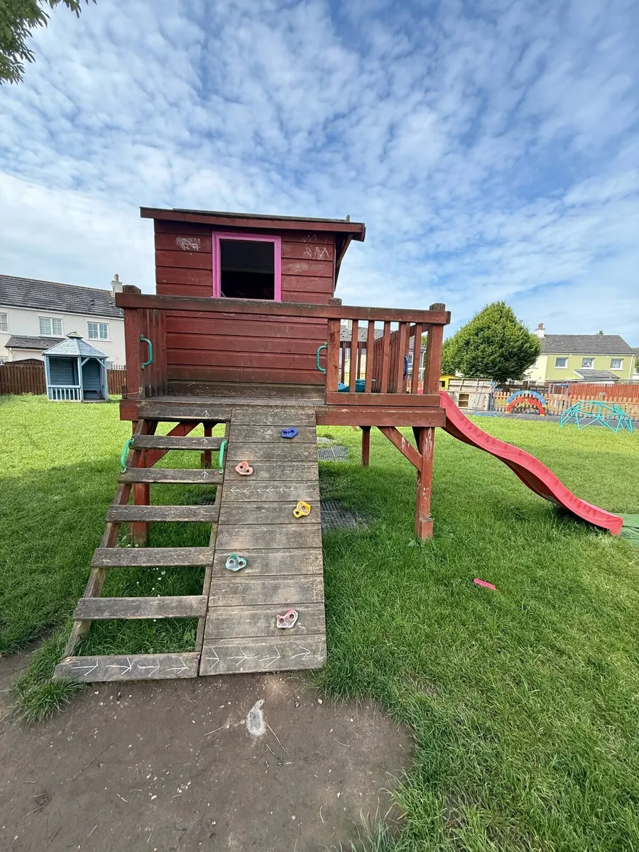 Garden Playhouse with swings & slide - Image 2