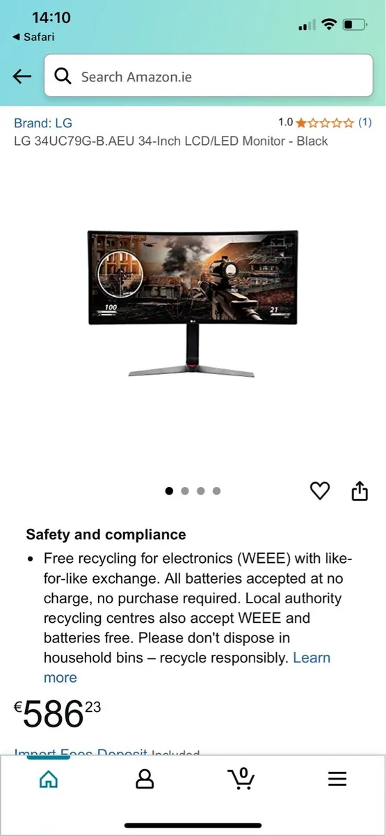 LG 34” UltraWide curved gaming monitor - Image 4