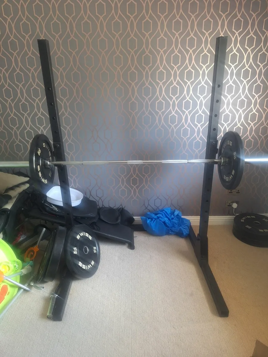 Squat rack and weights - Image 1