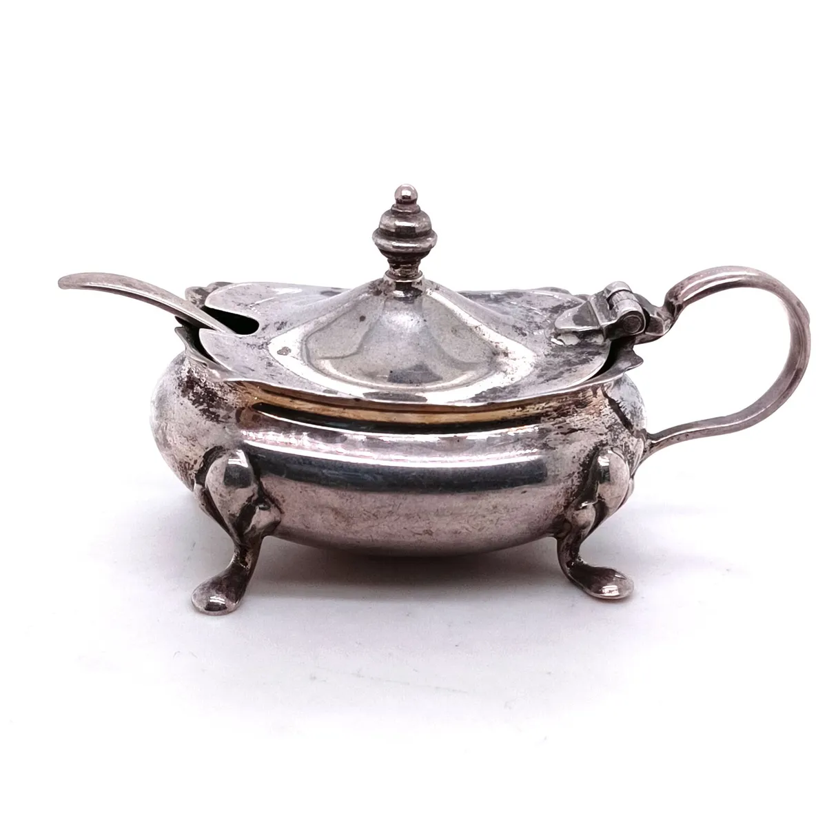 Silver Condiment Dish & Spoon 1968 - Image 1