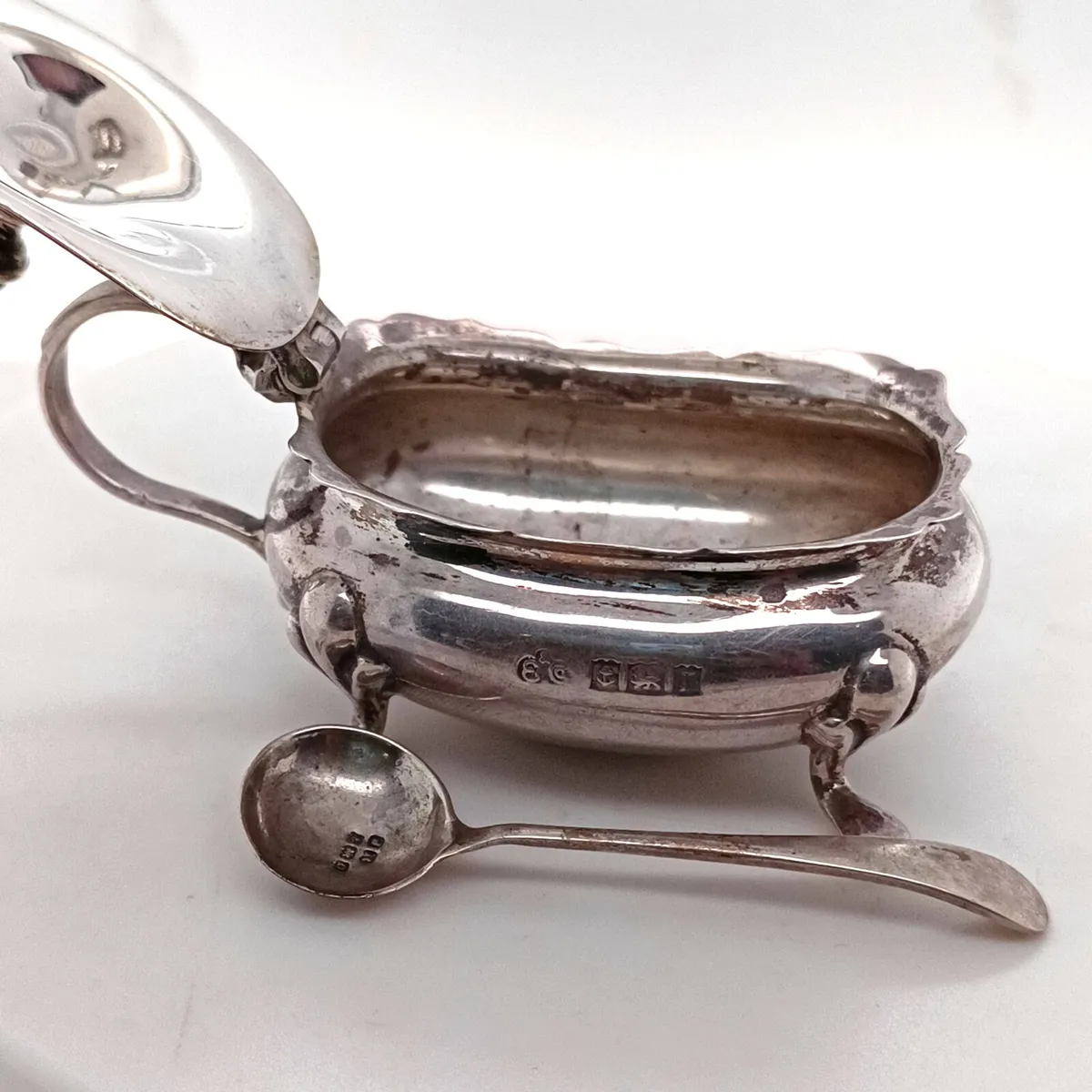 Silver Condiment Dish & Spoon 1968 - Image 3