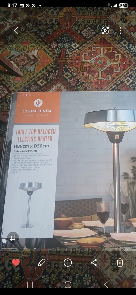 Table Top Electric Halegen Patio Heater - Image 1