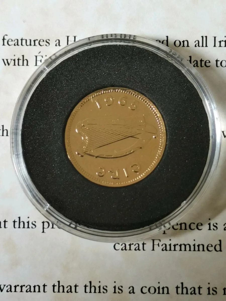 Gold plated 1963 old predecimal Irish coin - Image 3