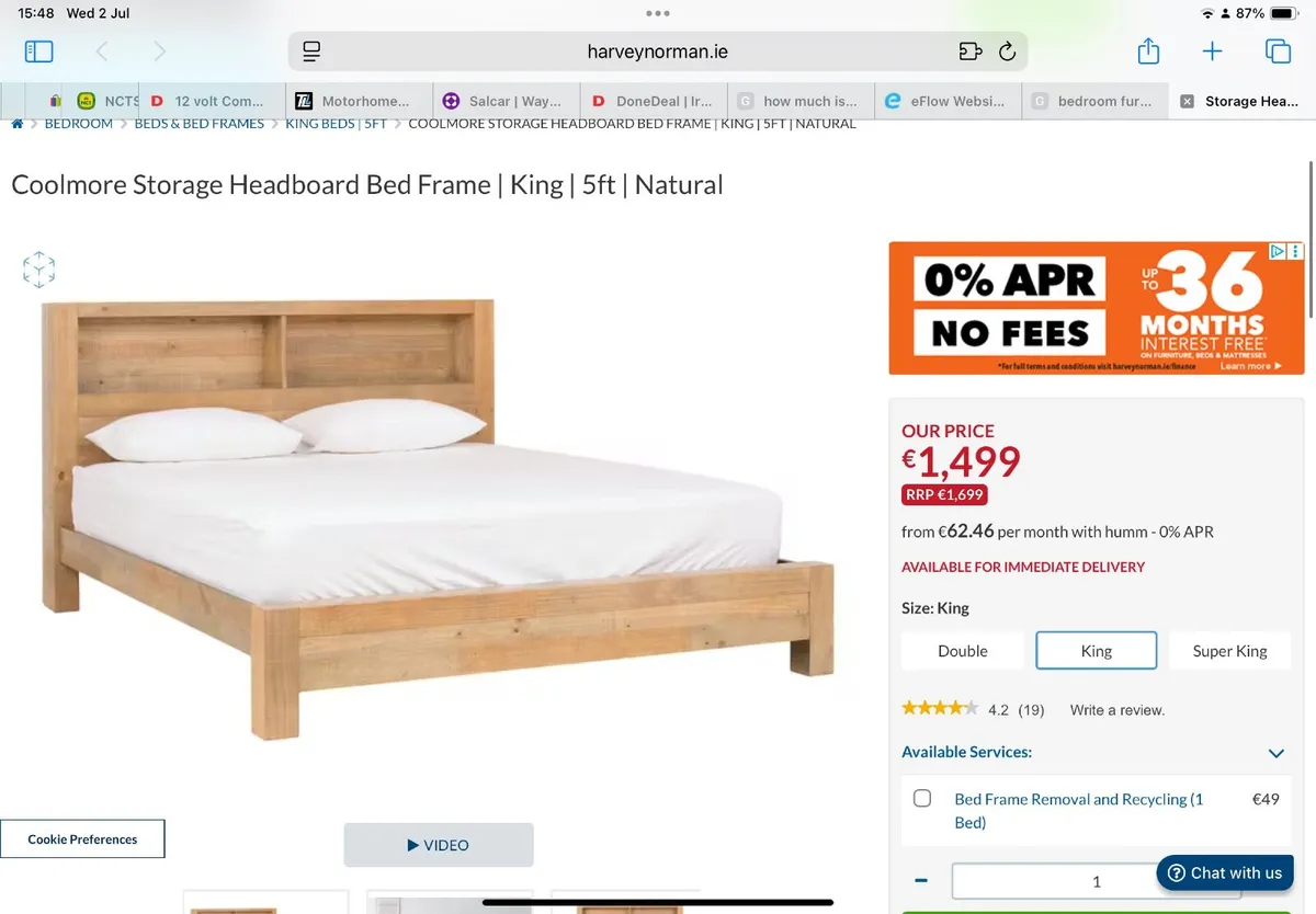Bed. 5” pine bed. King size - Image 3