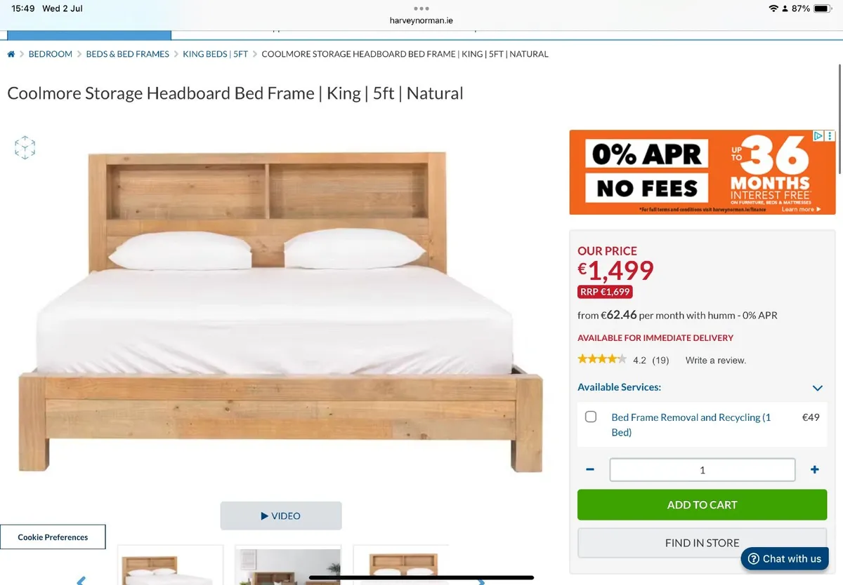 Bed. 5” pine bed. King size - Image 4